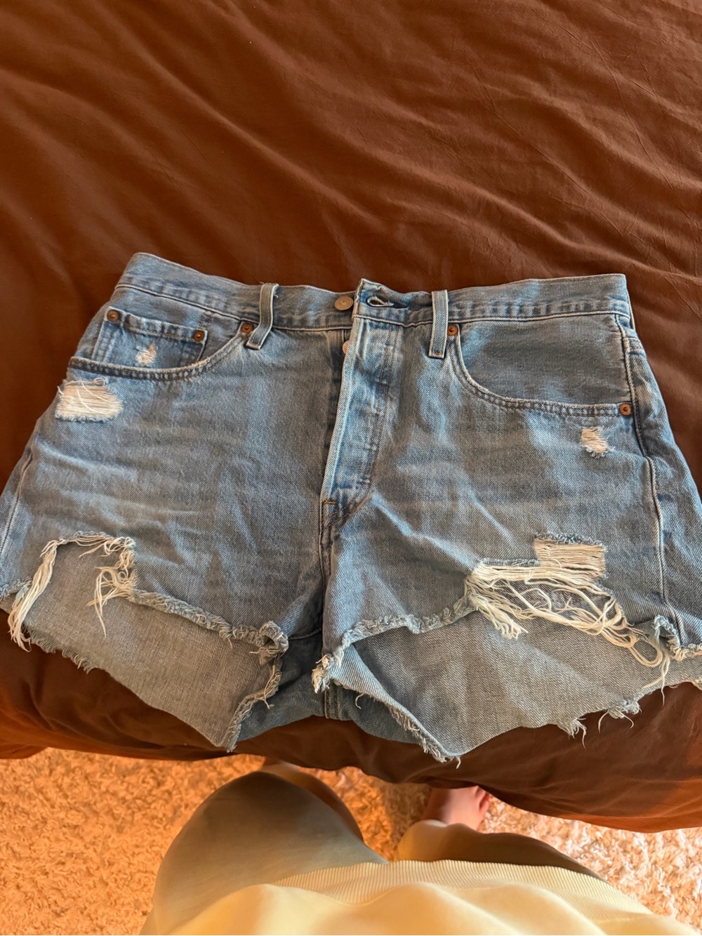 Women’s Distressed Light Blue Denim Shorts